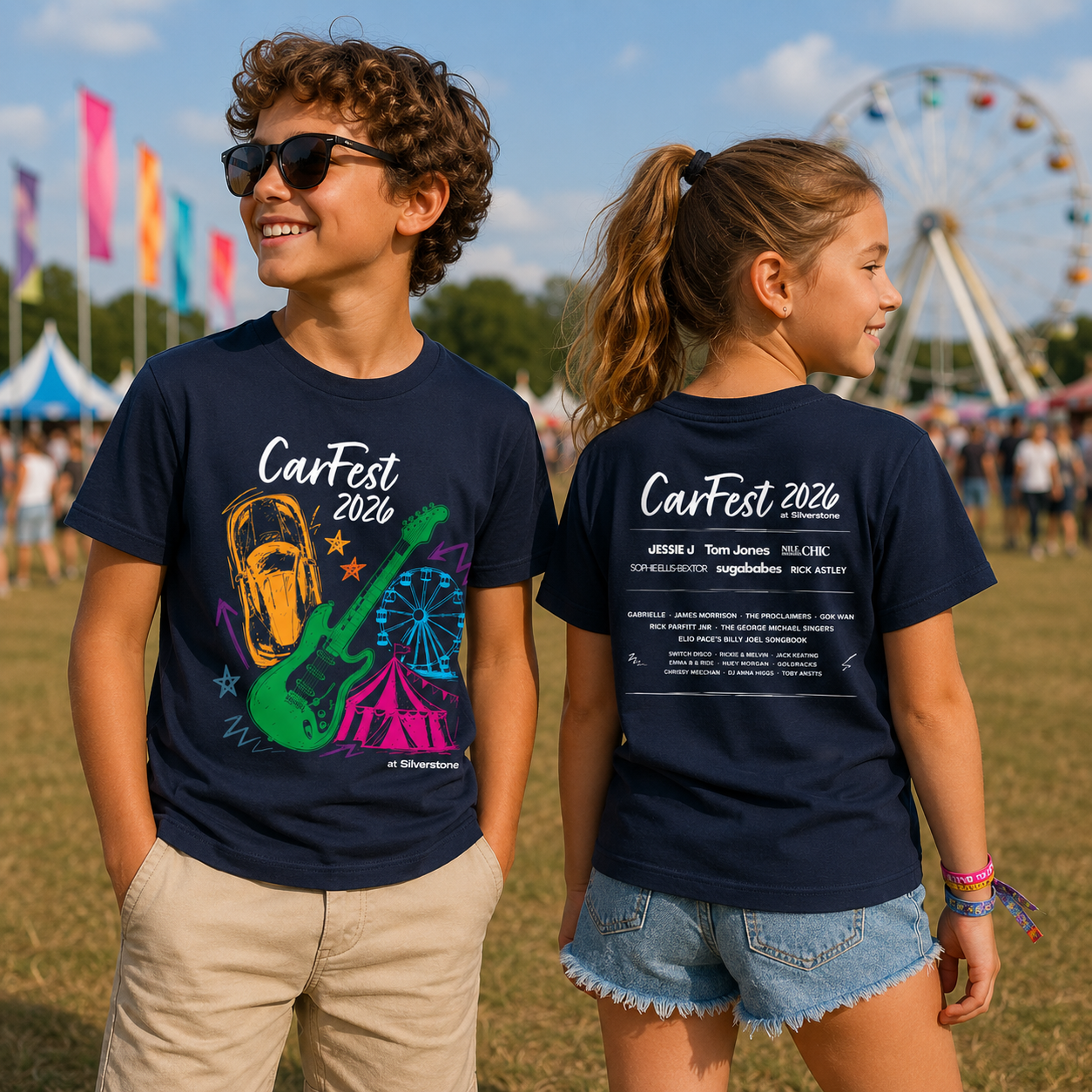 Kids Carfest Colour Line Up Navy T-Shirt