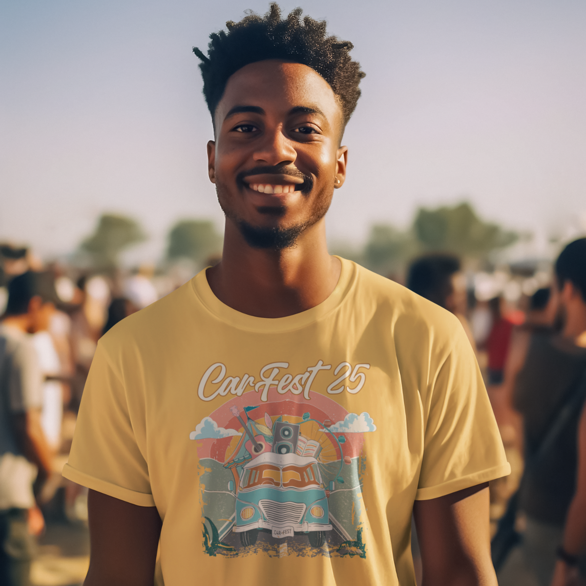 CF25 Vintage Campervan T-Shirt - YELLOW