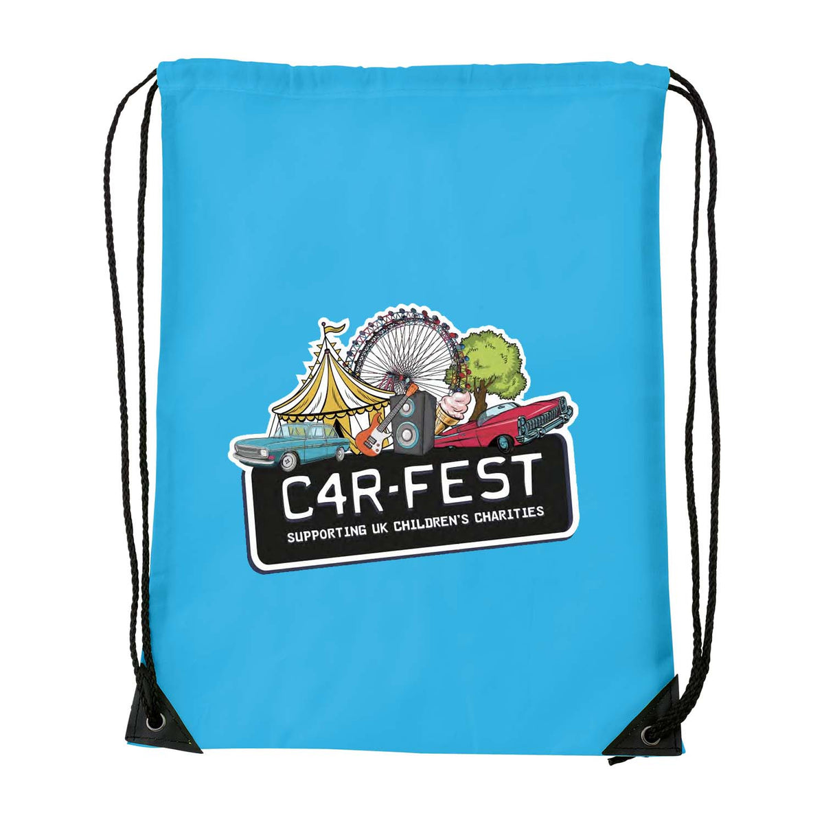CarFest Blue Drawstring Bag
